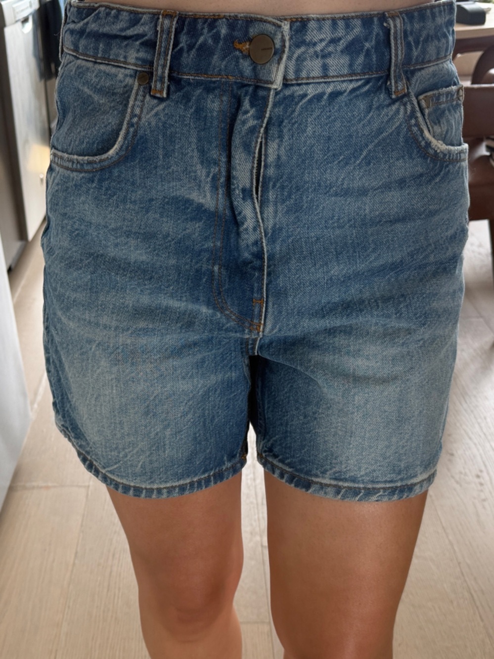 Zara Washed Blue High-Rise Denim Shorts